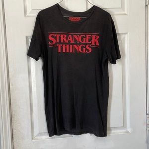 Stranger things black crew neck short sleeve t shirt tee shirt red lettering S